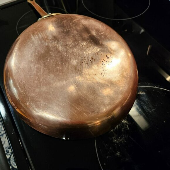 Vintage Tournus French 10 in Copper with Brass Handle Sauté Pan - Picture 14 of 15